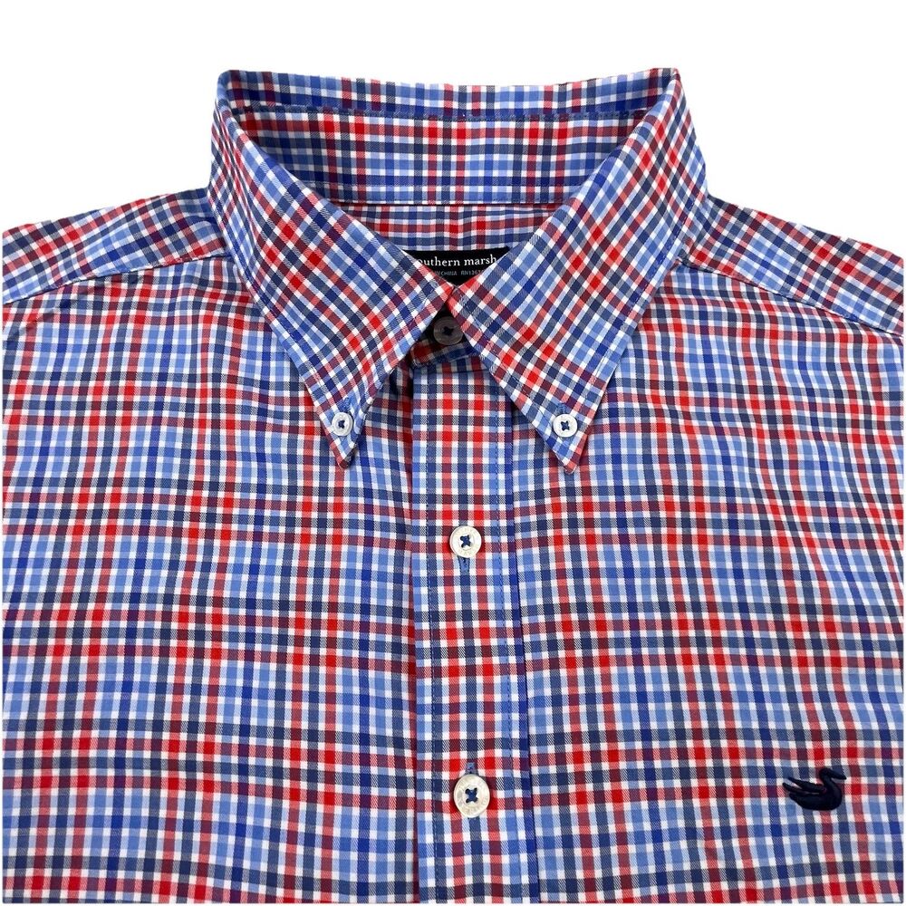Southern Marsh Performance Shirt L Plaid Button Down Long Sleeve Stretch